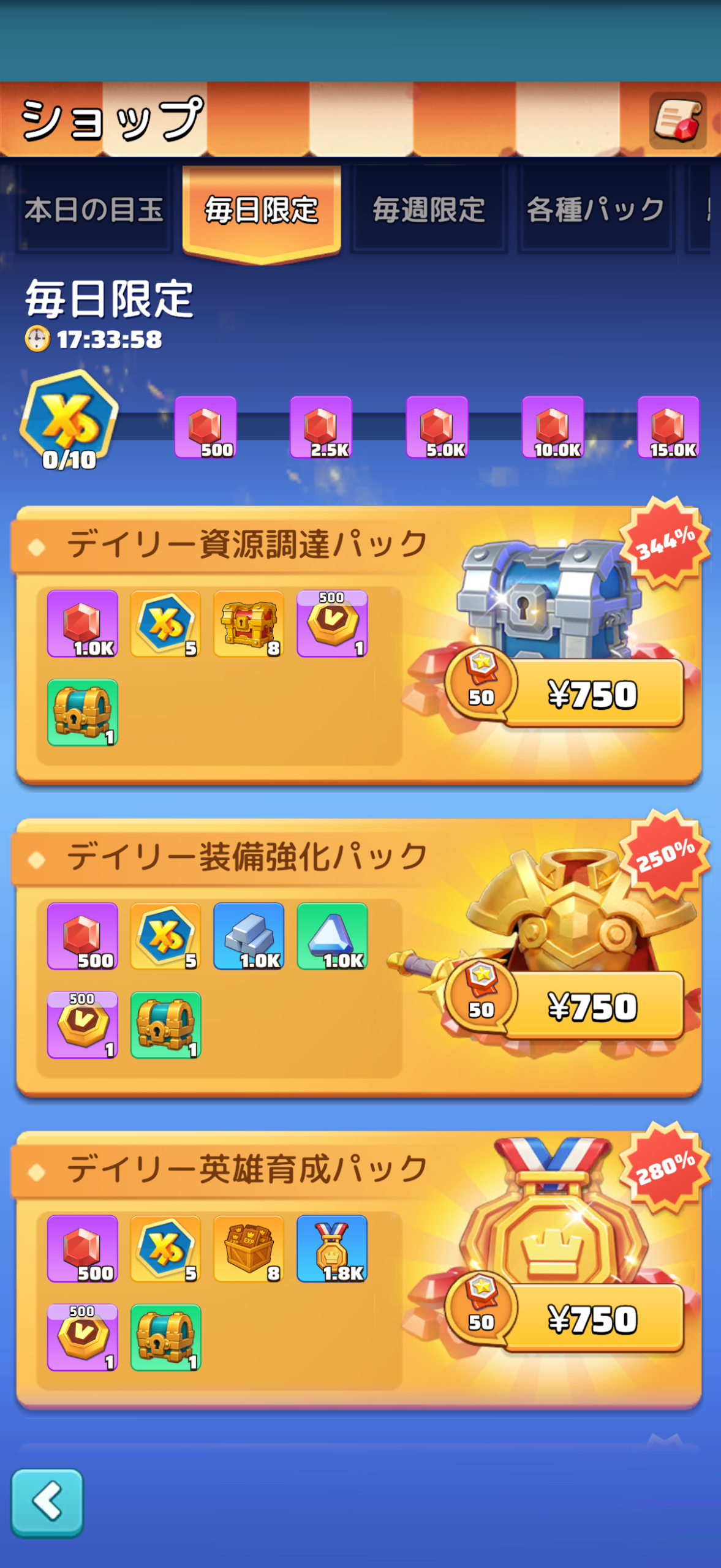 トップロード ショップ画面